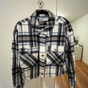 Zara Plaid Cropped Shacket